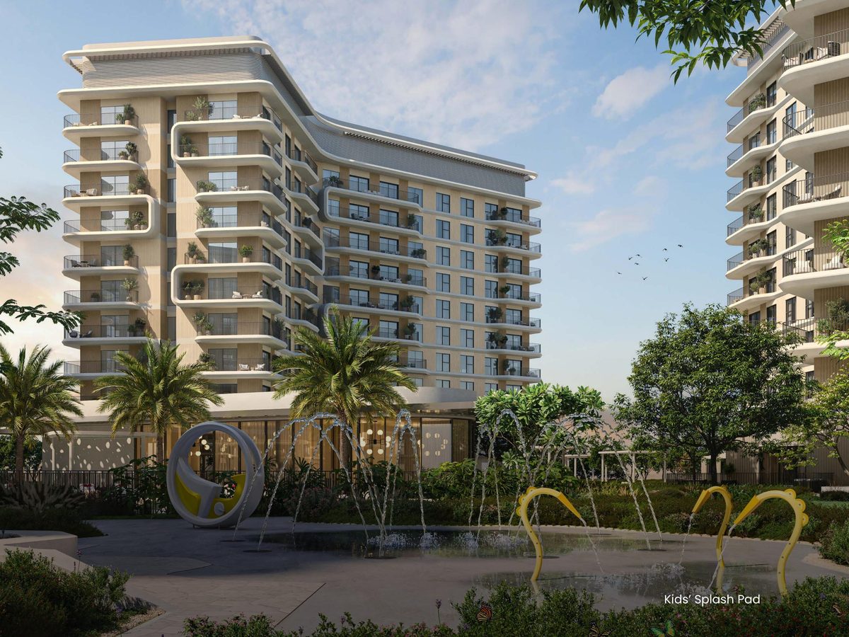 Yas Park Place residences beside parkland on Yas Island
